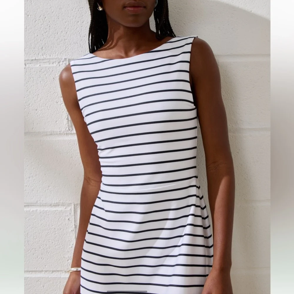 NWT Abercrombie & Fitch YPB SculptLUX Slash Mini Dress XXL Striped - Picture 2 of 11